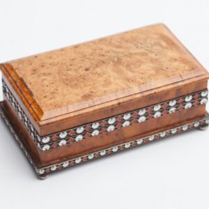Russian silver, wood and enamel box — image 1