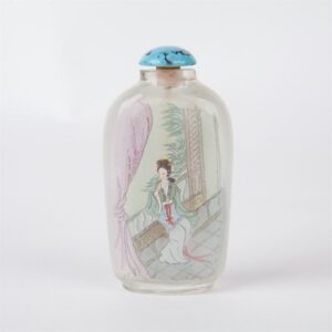 Chinese glass snuff bottle with hand painting. — image 2