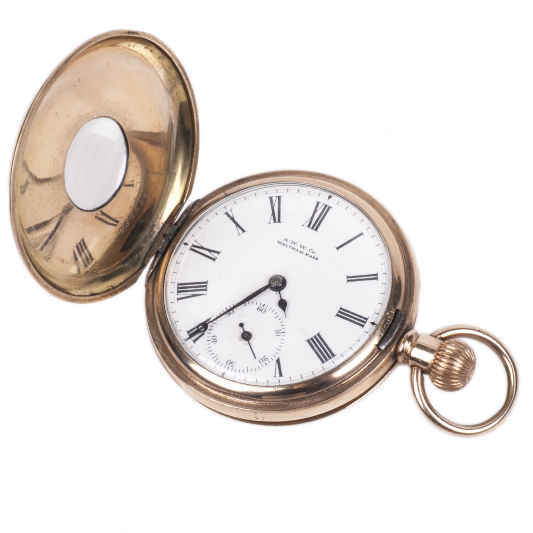 Gilded demi-hunter cased pocket watch "A.W.W Co" — image 2