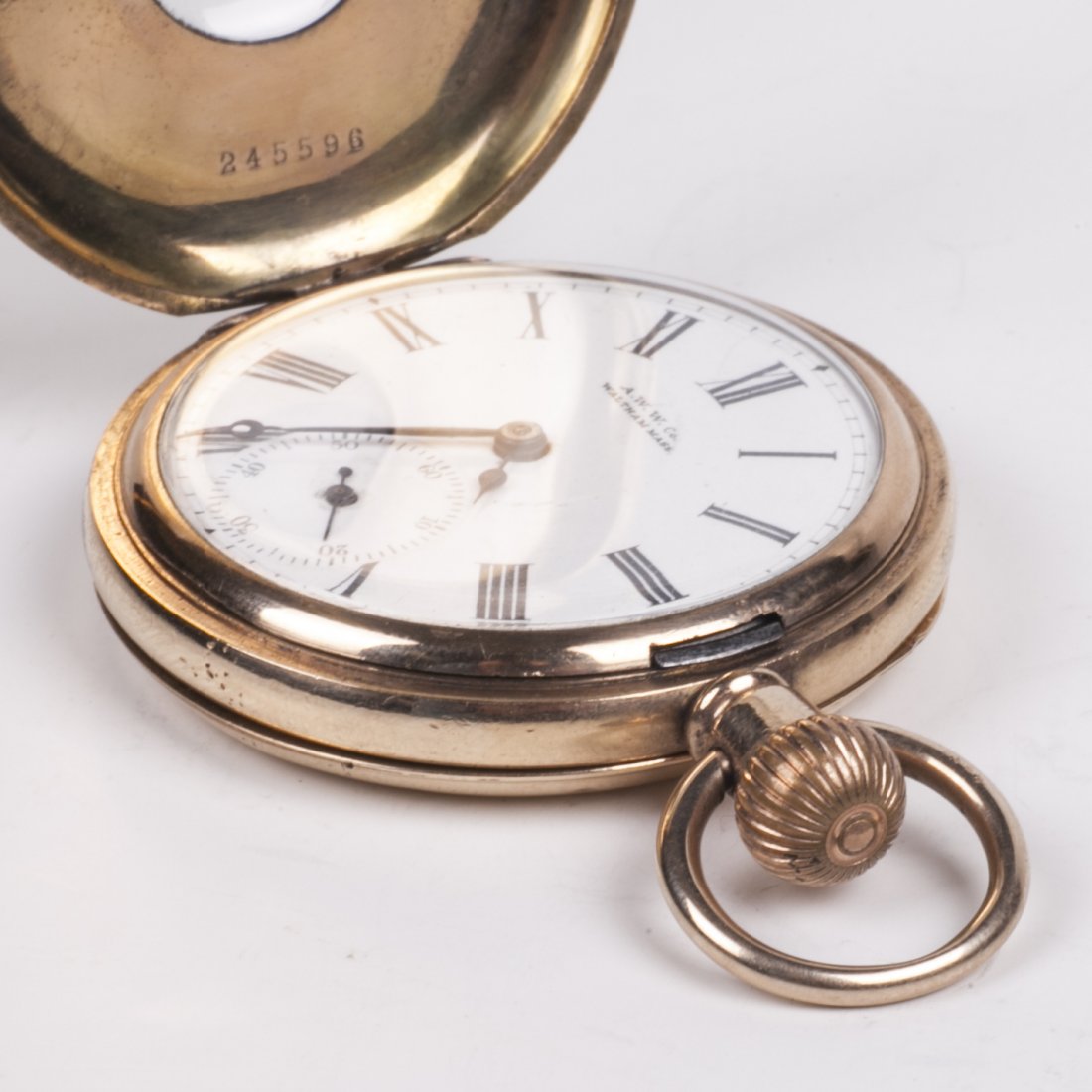 Gilded demi-hunter cased pocket watch "A.W.W Co" — image 4