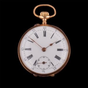Gold open face pocket watch — image 1