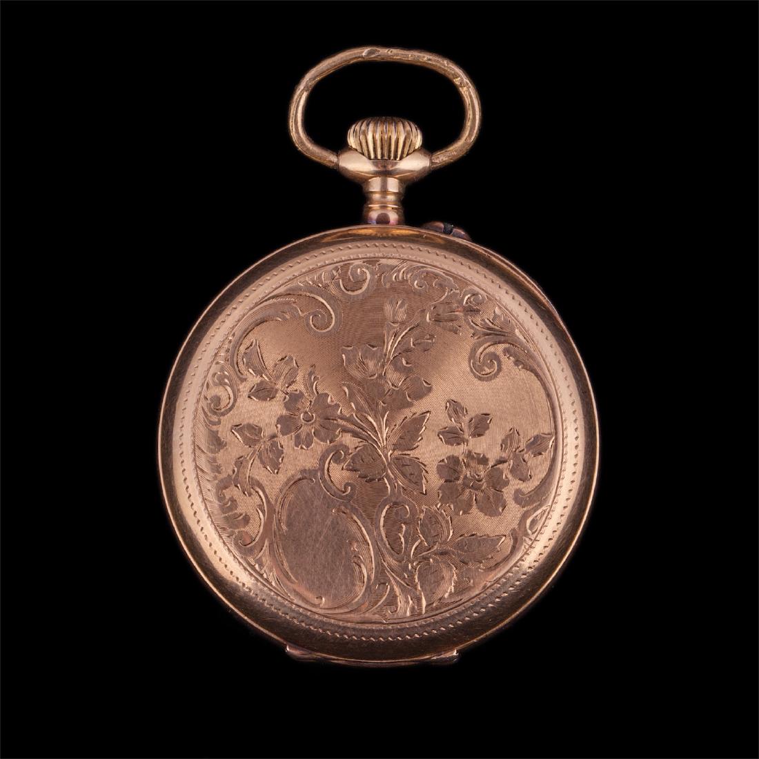 Gold open face pocket watch — image 2