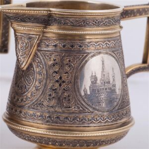 Russian silver-gilt and niello tea set — image 3