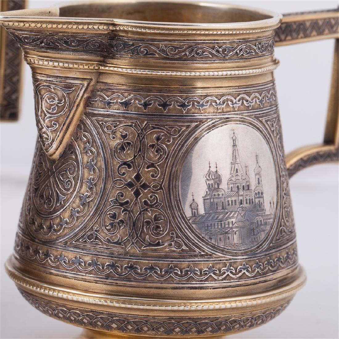 Russian silver-gilt and niello tea set — image 3