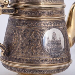 Russian silver-gilt and niello tea set — image 4