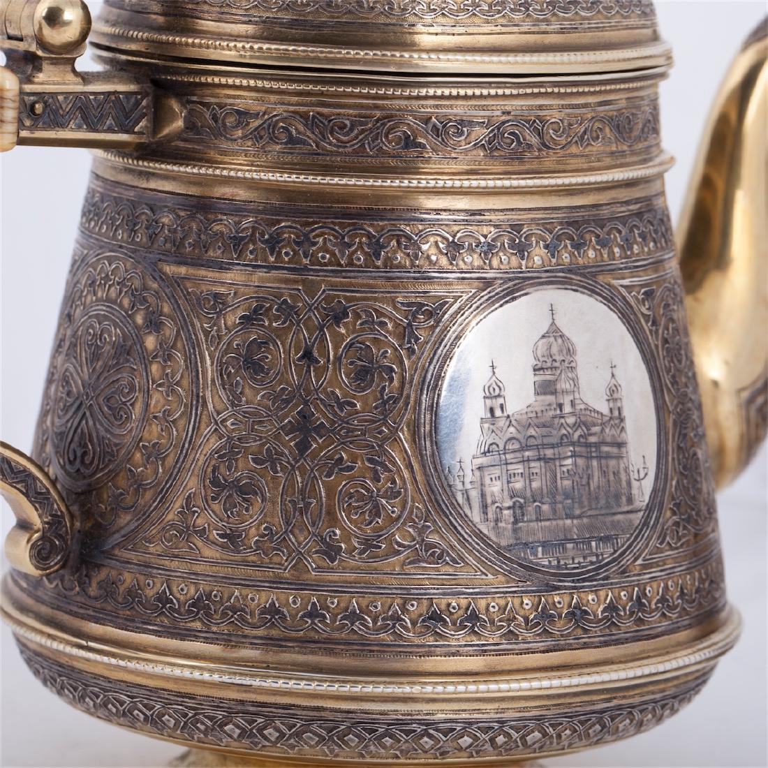 Russian silver-gilt and niello tea set — image 4