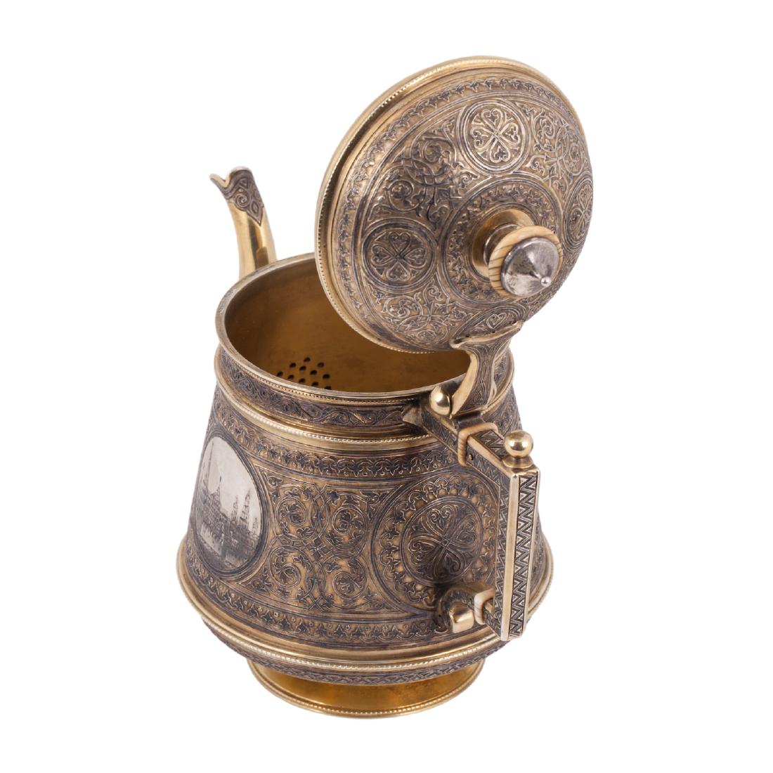 Russian silver-gilt and niello tea set — image 5