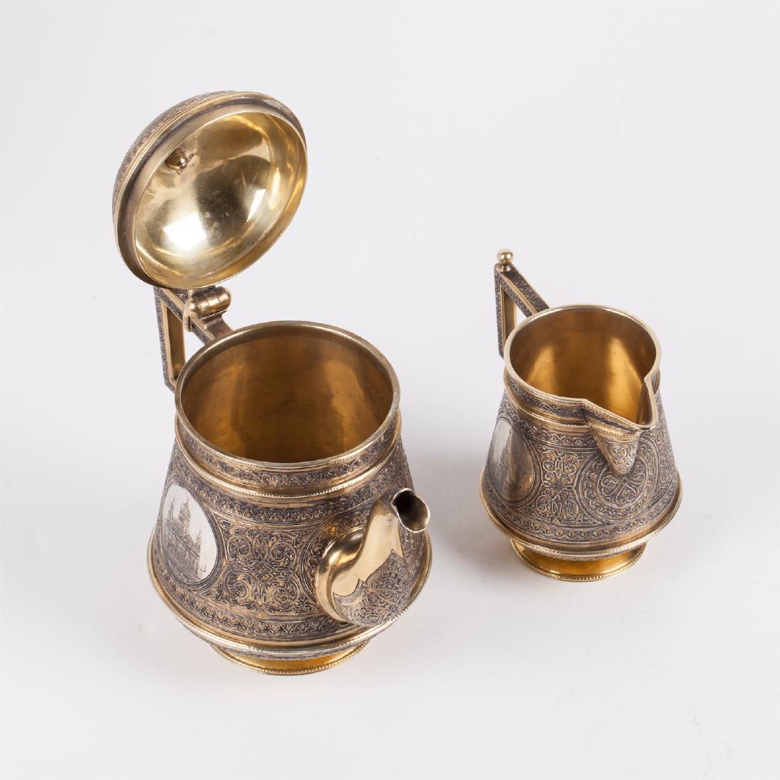 Russian silver-gilt and niello tea set — image 7