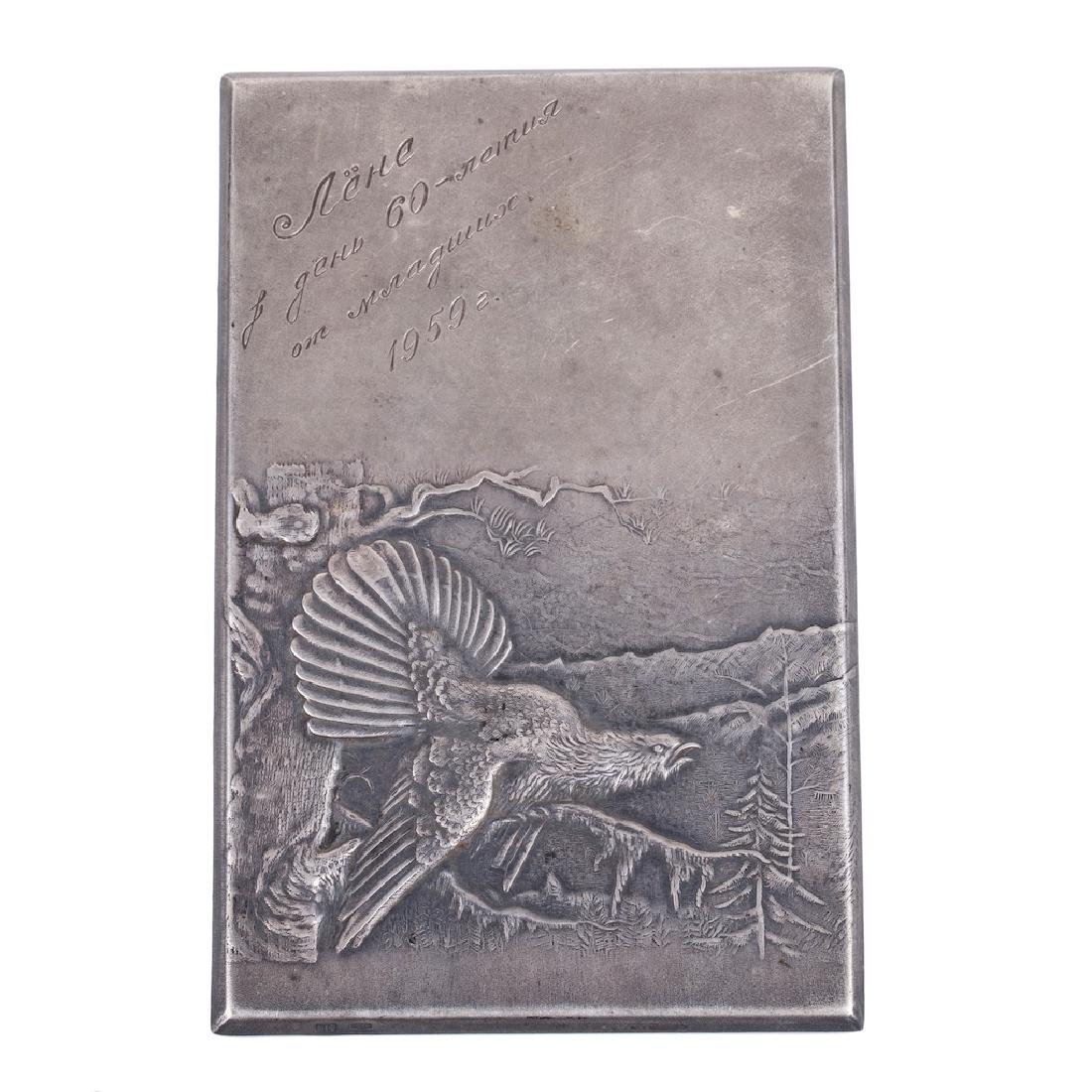 Soviet era cast silver notepad lid — image 1