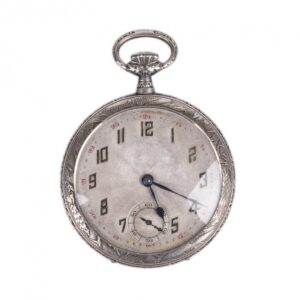 Metal pocket watch with hunting scene — image 1