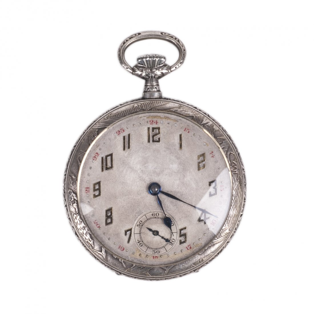 Metal pocket watch with hunting scene — image 1