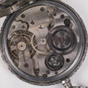 Metal pocket watch with hunting scene — image 6