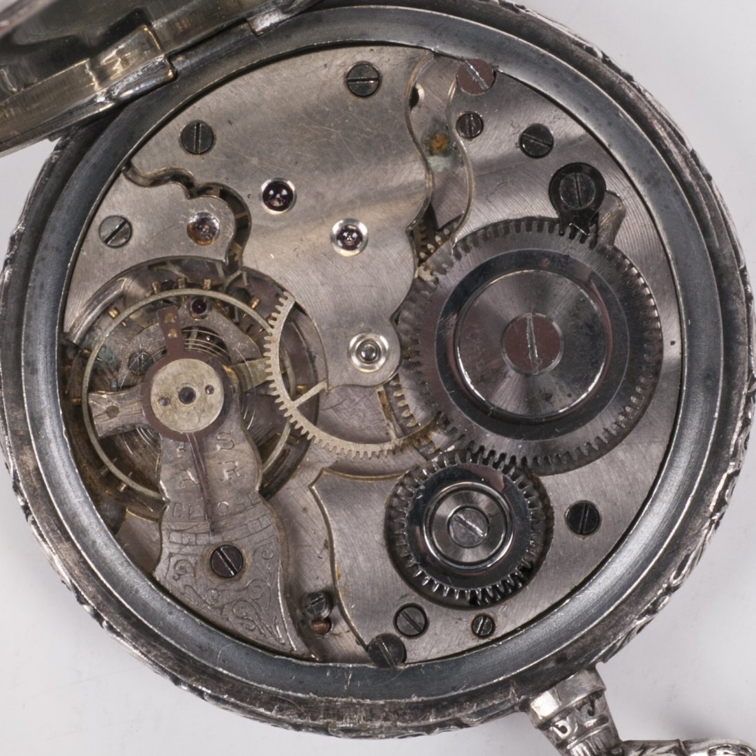 Metal pocket watch with hunting scene — image 6