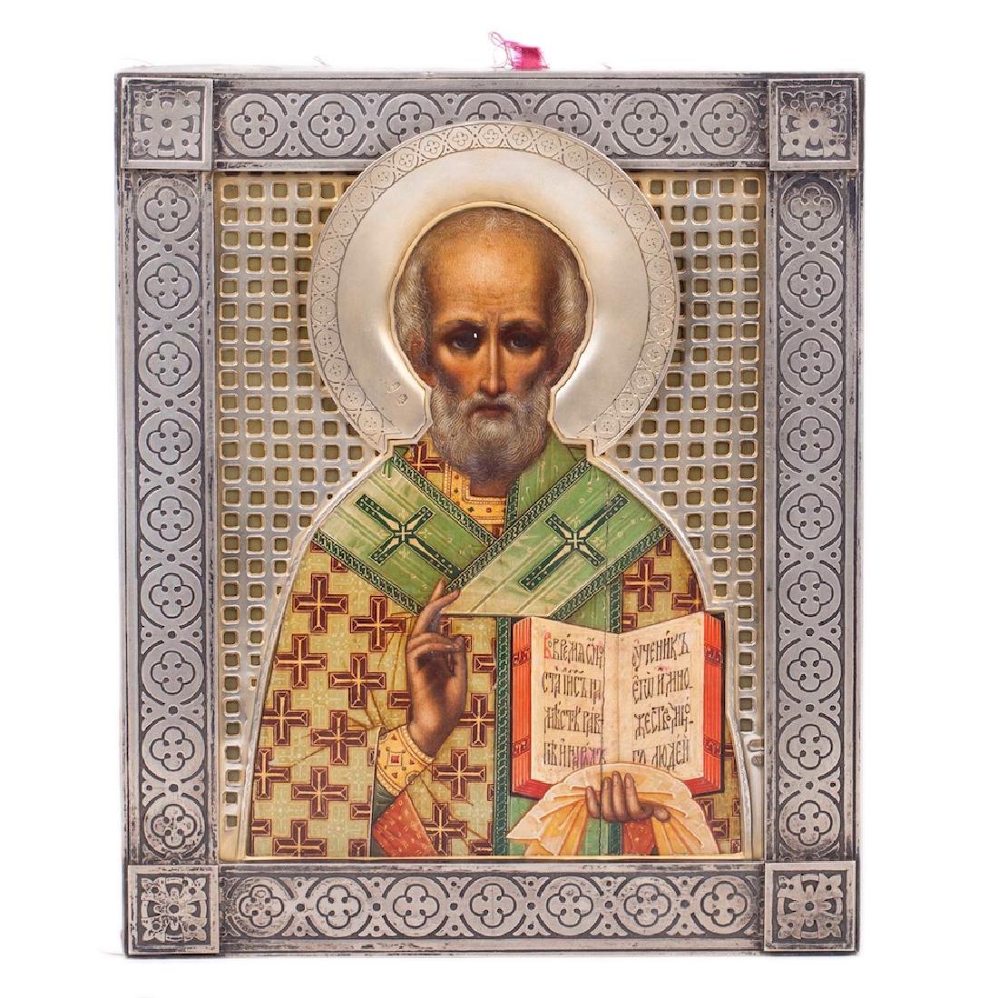 Rare Art Nouveau style Icon of Saint Nikolay — image 1