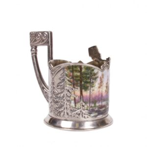 Rare Russian silver and pictorial enamel tea glass — image 3