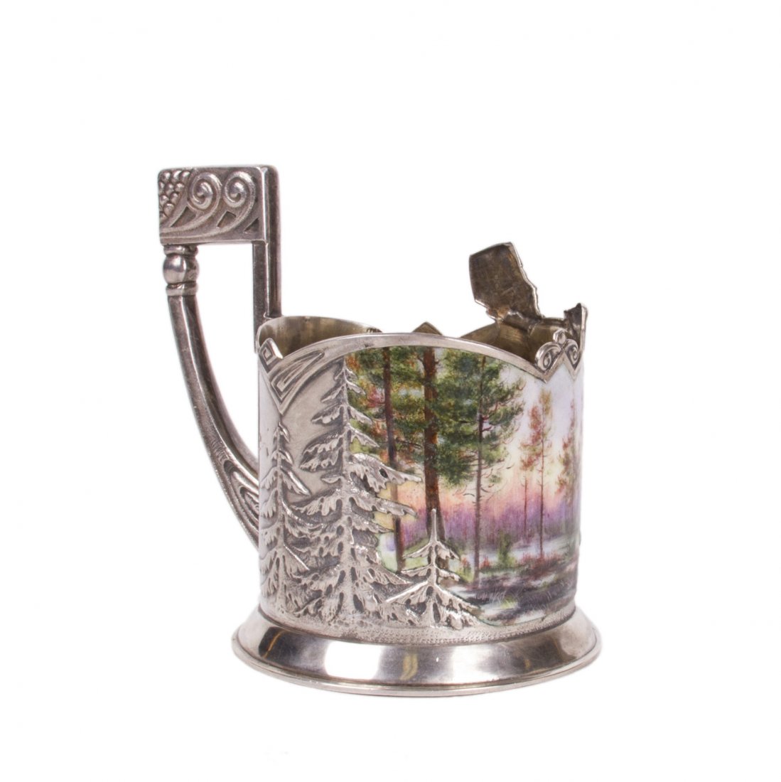 Rare Russian silver and pictorial enamel tea glass — image 3