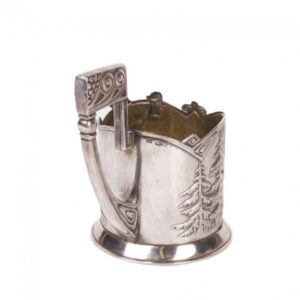 Rare Russian silver and pictorial enamel tea glass — image 4