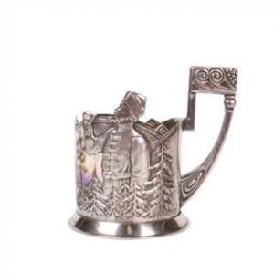 Rare Russian silver and pictorial enamel tea glass — image 5
