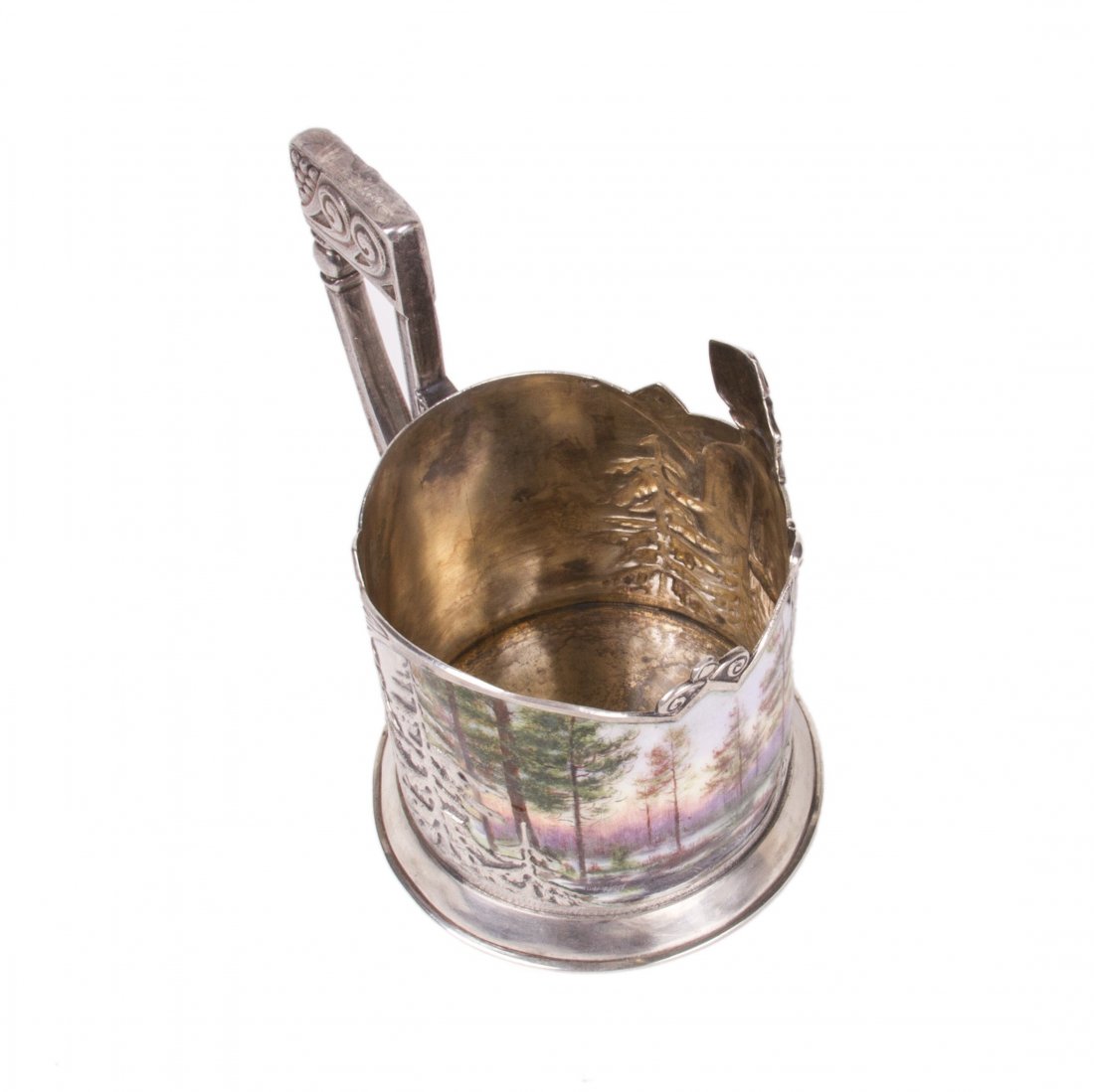 Rare Russian silver and pictorial enamel tea glass — image 6