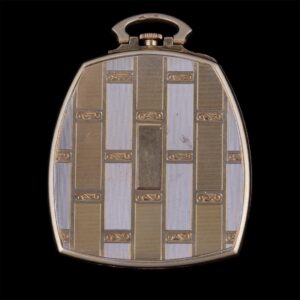 Zodiac gold rectangular open face pocket watch — image 2