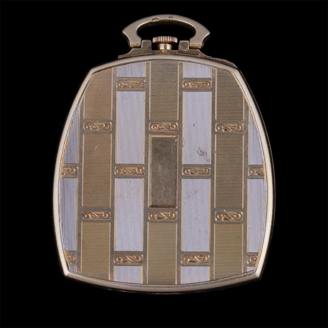 Zodiac gold rectangular open face pocket watch — image 2