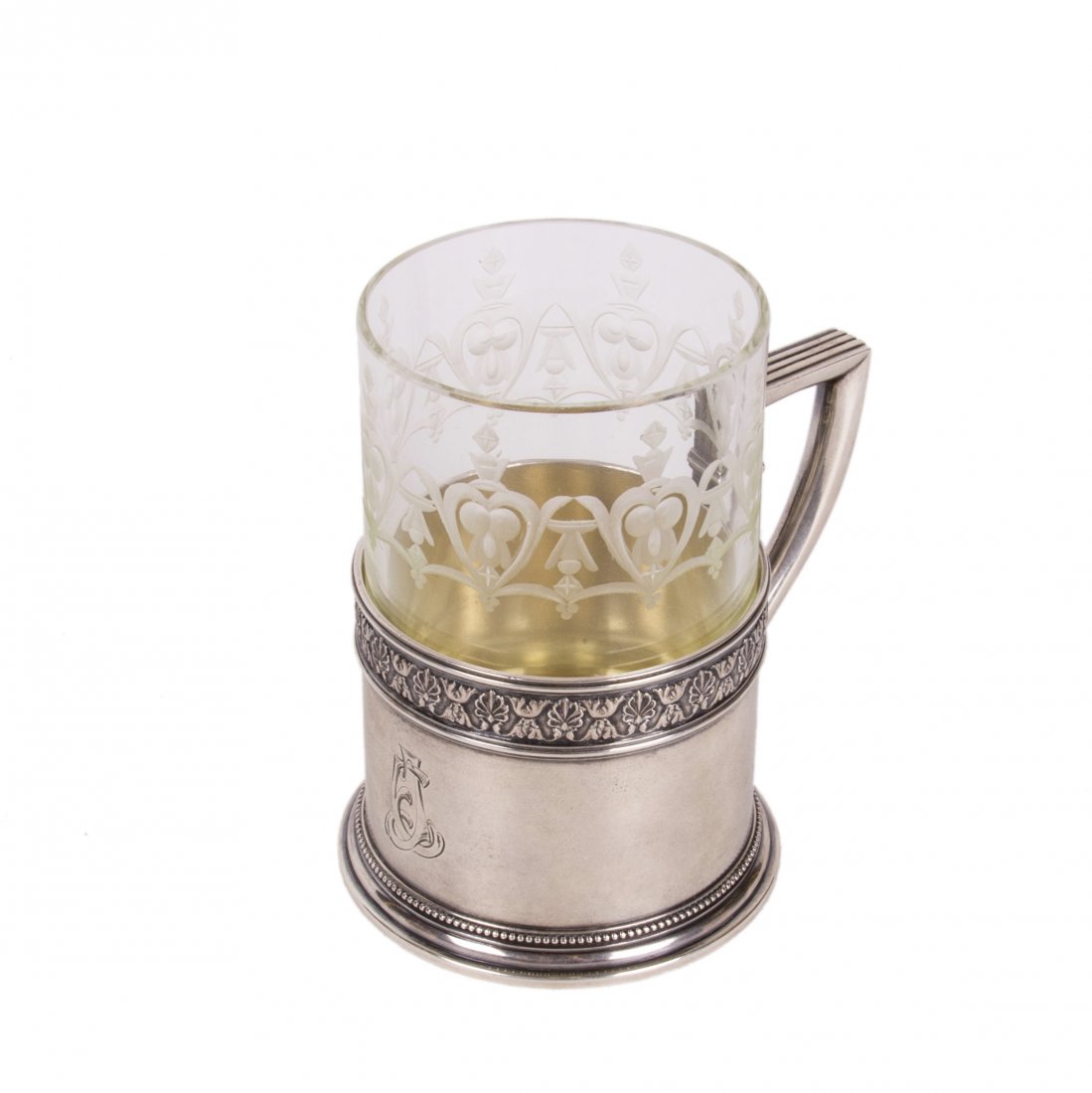 Faberge silver tea glass holder in neoclassical style — image 1