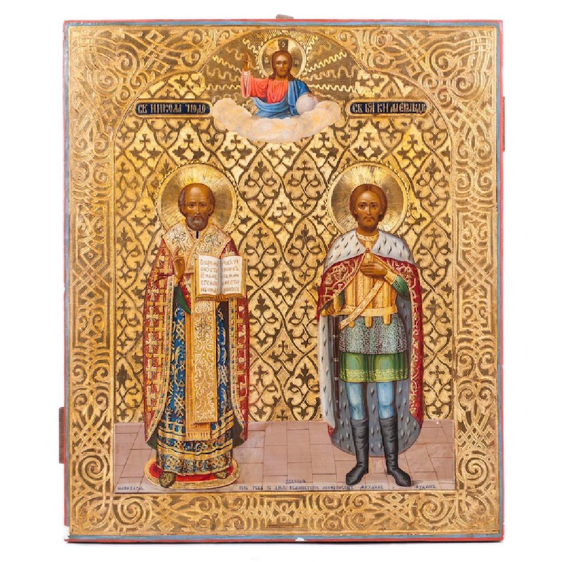 Icon of Saint Nikolay Wonderworker and Alexander — image 1