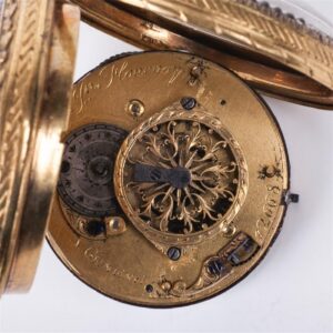 Open face pocket watch with diamonds and enamel — image 6