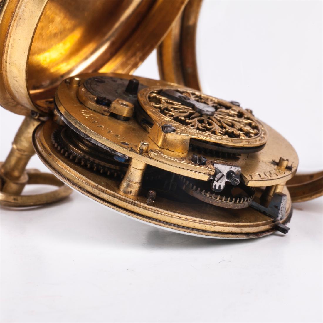 Open face pocket watch with diamonds and enamel — image 7