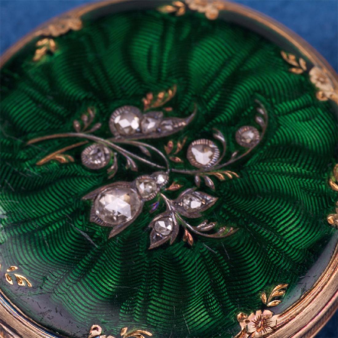 Gold open face pocket watch with diamonds — image 3