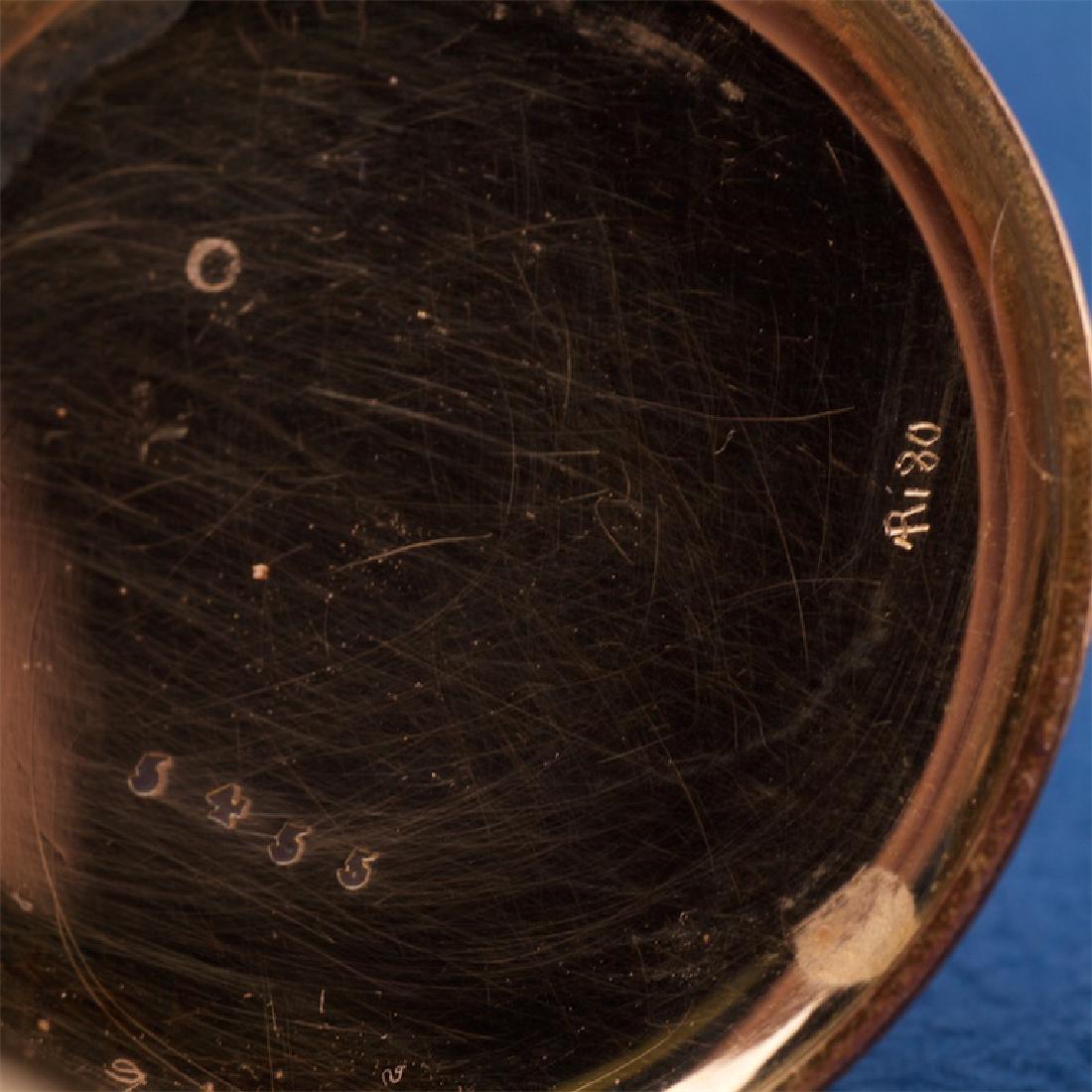 Gold open face pocket watch with diamonds — image 5