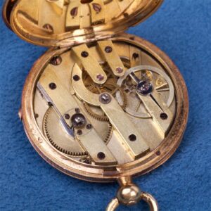 Gold open face pocket watch with diamonds — image 6