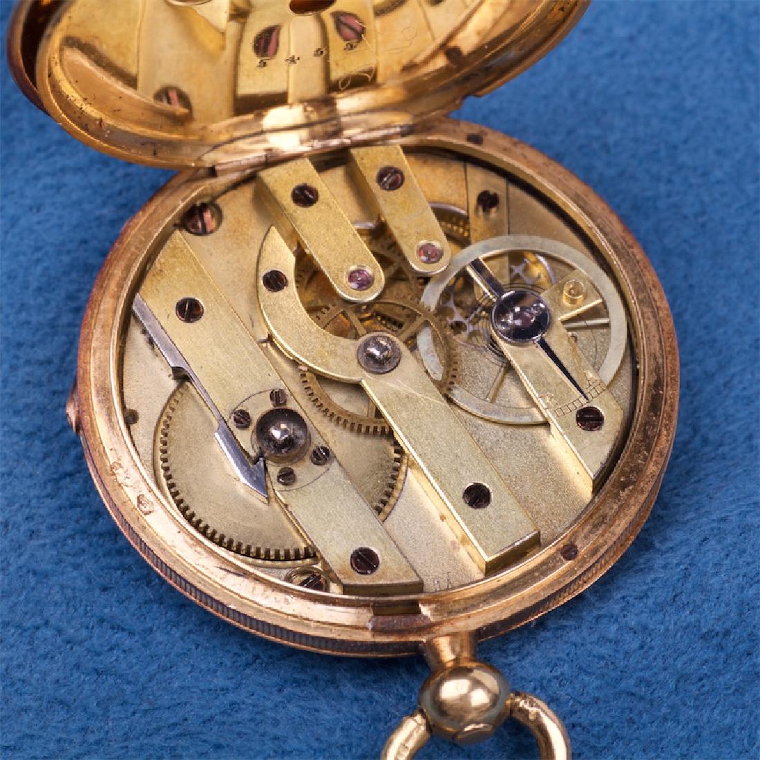 Gold open face pocket watch with diamonds — image 6