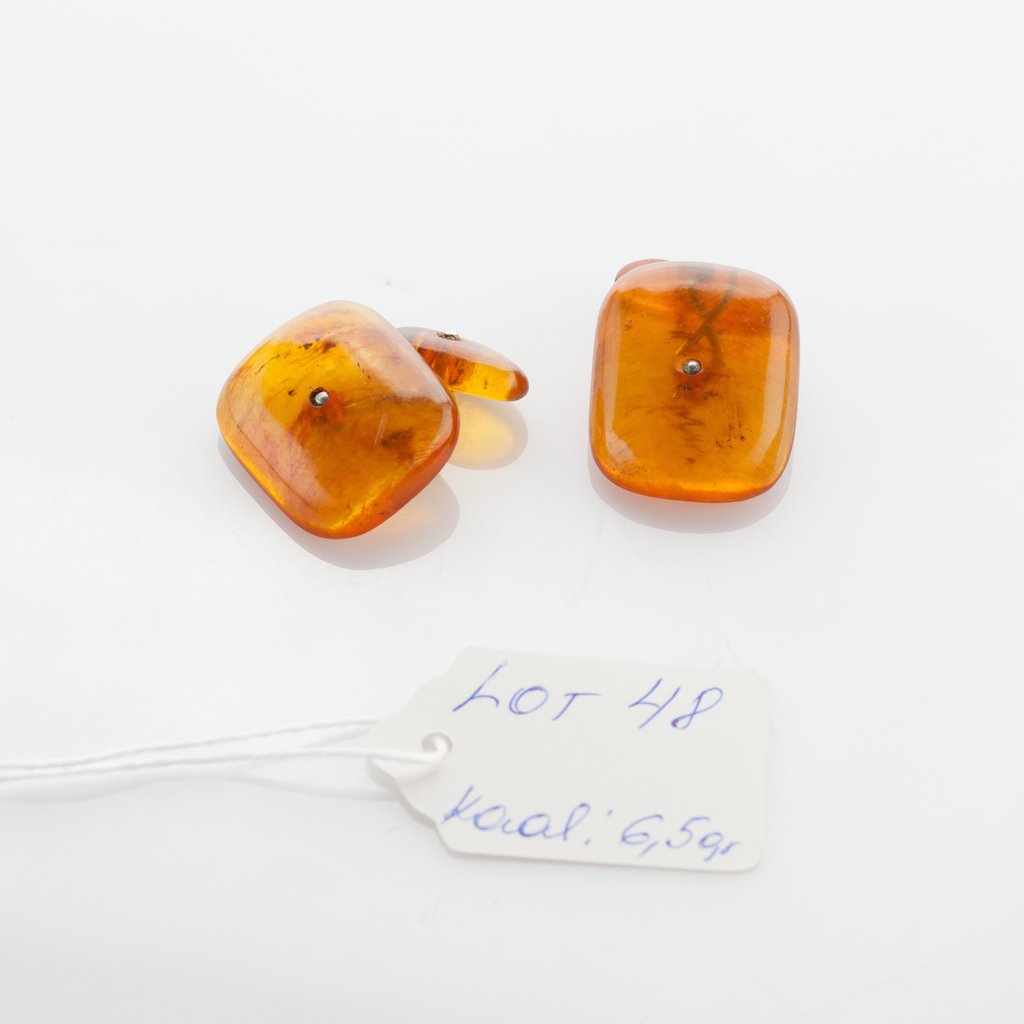 Natural Old Baltic Amber cufflinks. — image 1