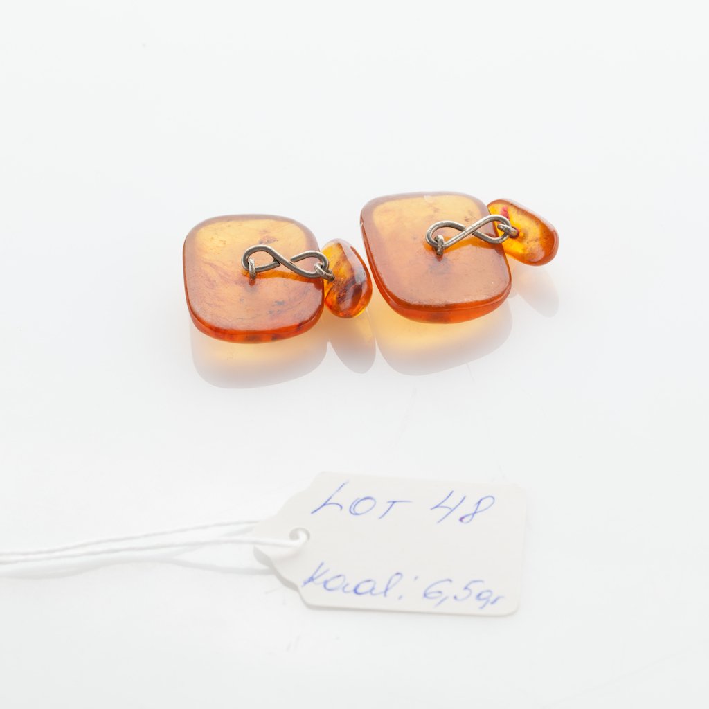 Natural Old Baltic Amber cufflinks. — image 2