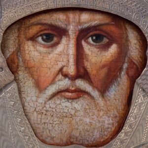Rare "Russian style" icon of Saint Nikolay Wonderworker — image 3