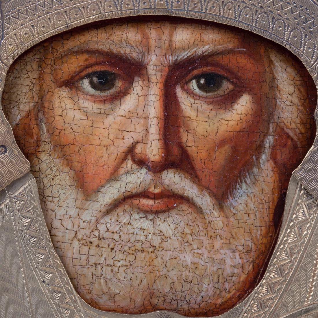 Rare "Russian style" icon of Saint Nikolay Wonderworker — image 3