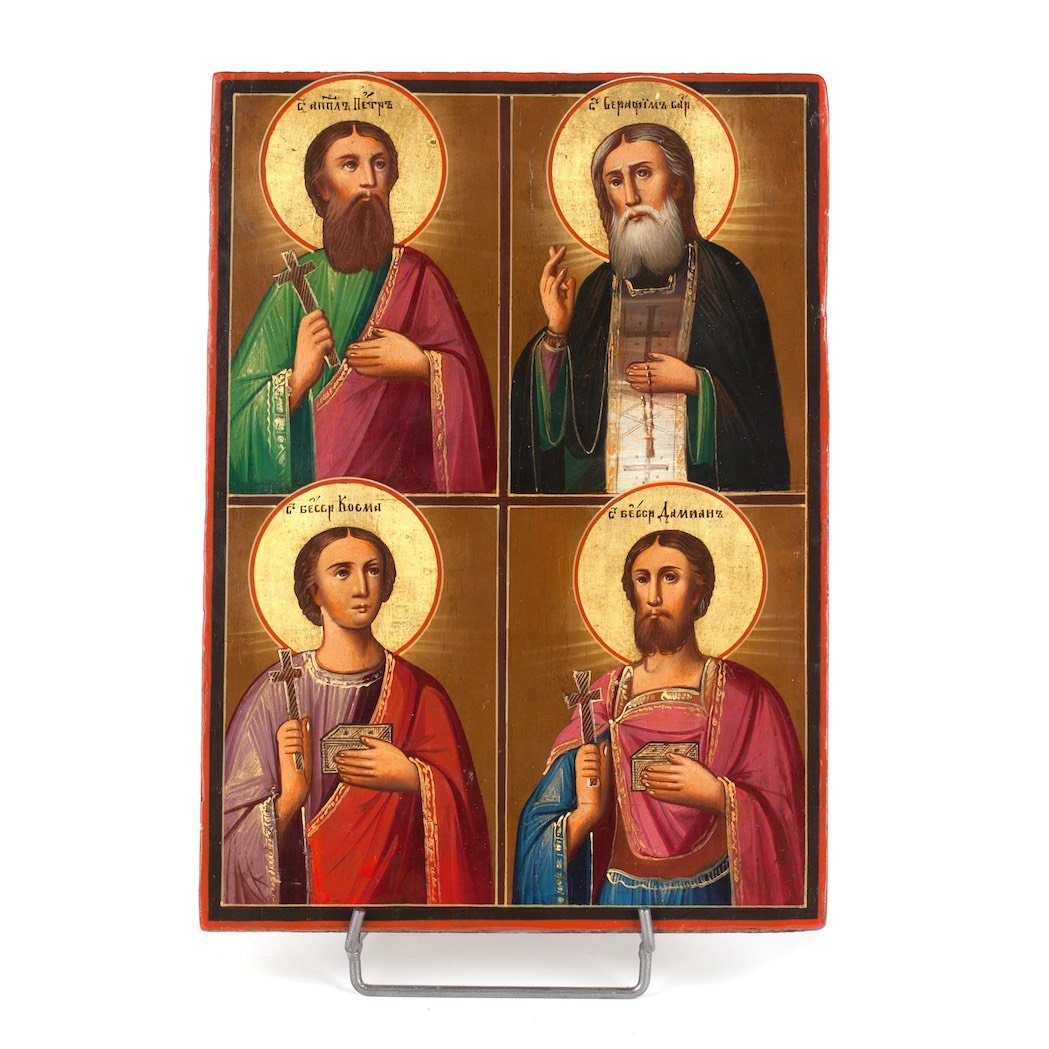 Russian four part icon with Saint Apostles. — image 1