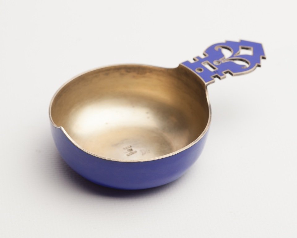 Russian silver and enamel kovsh — image 1