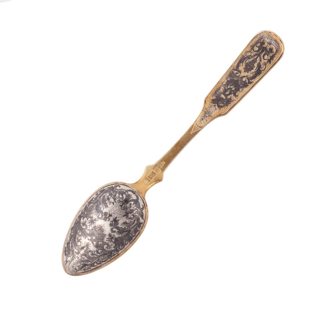 Russian silver-gilt and niello spoon — image 1