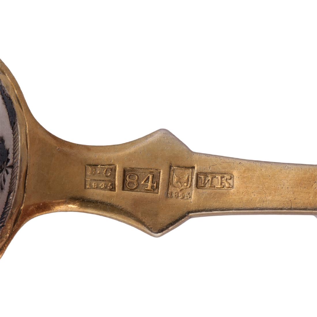 Russian silver-gilt and niello spoon — image 5