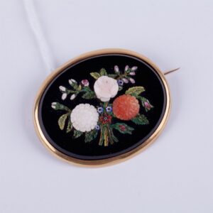 18K gold italian micro mosaic brooch. — image 1