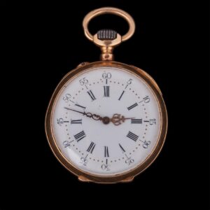 Gold, 18K, women pocket watch with enamel and diamonds — image 1
