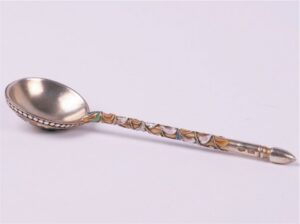 Russian silver jam spoon. Vasilii Semonov. — image 5