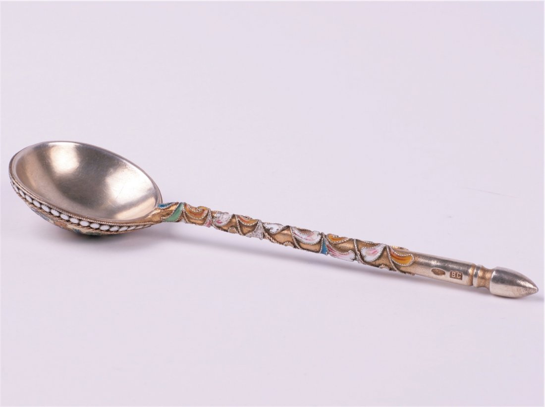 Russian silver jam spoon. Vasilii Semonov. — image 5