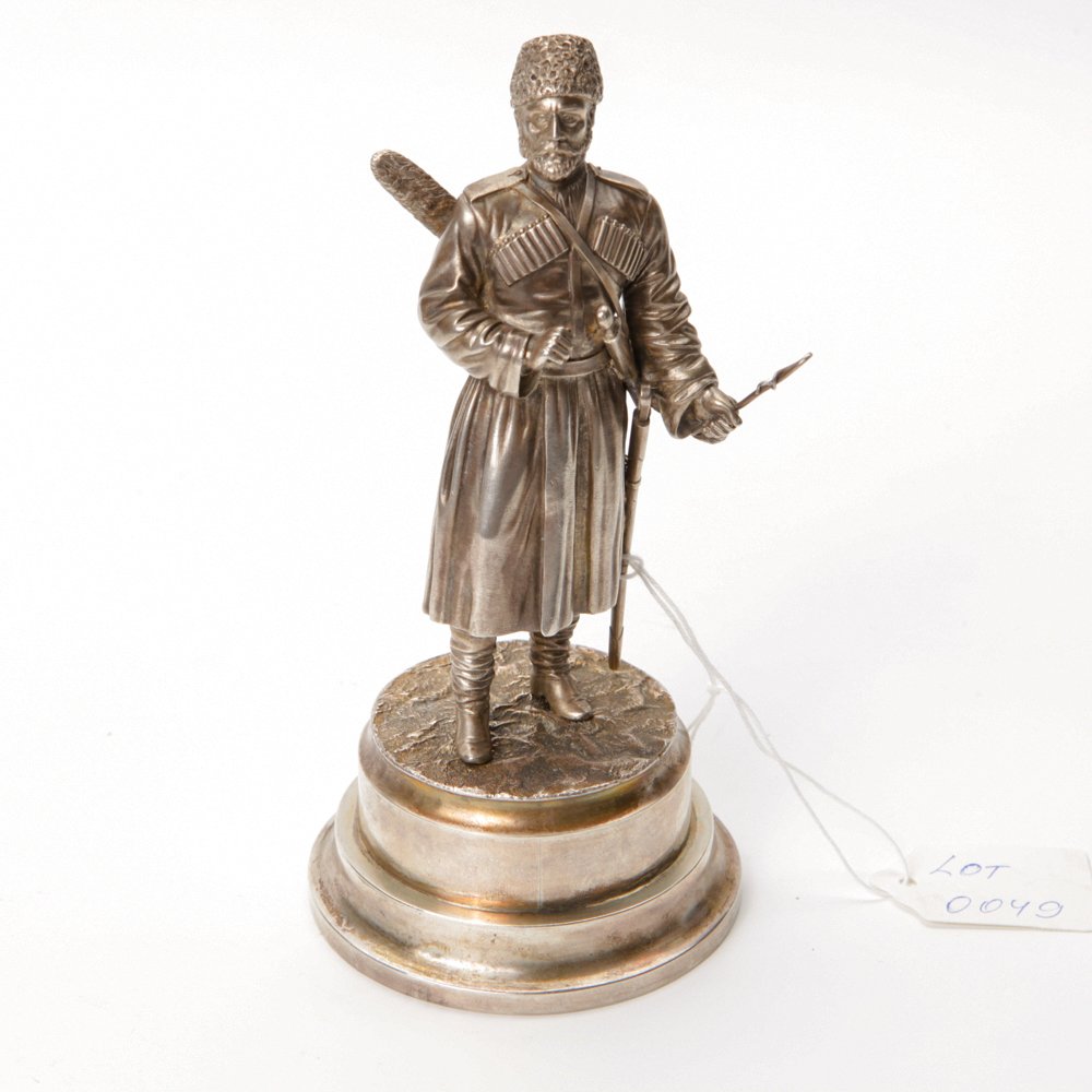 Russian siver cossak sculpture. — image 1