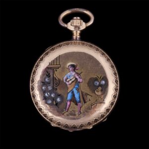 Gold, 18K, hunter case women pocket watch — image 1