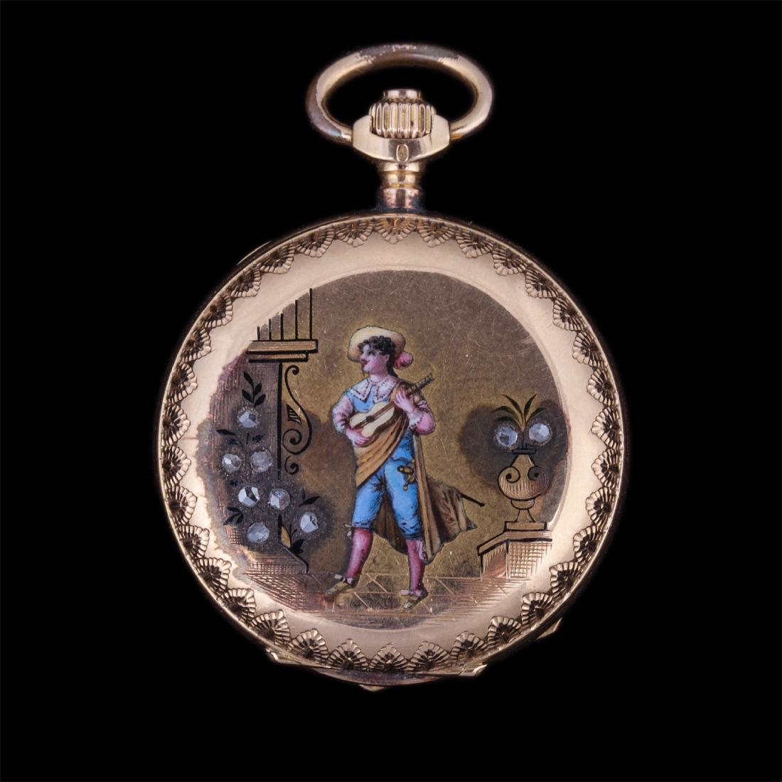 Gold, 18K, hunter case women pocket watch — image 1