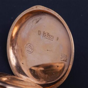 Gold, 18K, hunter case women pocket watch — image 6