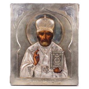 Russian Art Nouveau Icon of Saint Nikolay Wonderworker — image 1